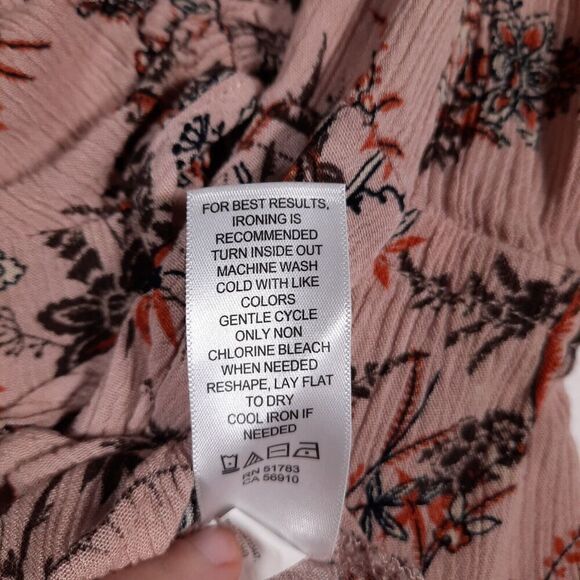 Maurice's Ruched Front Romantic Boho Gauzy Peplum Blouse Pink Floral Size Small - Picture 9 of 12